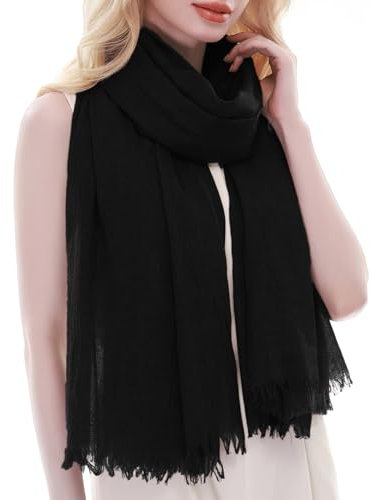 RIIQIICHY Sciarpa Nero Foulard Donna Pashmina Scialle Stola Elegante Cerimonia Invernale Primaverile Leggera Morbide Lunga Autunnale Estiva