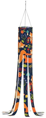 Niedlicher Tier-Fuchs-Blumendruck, Halloween-Windsack, festliche Herbstdekoration, Geister-Design – Outdoor-Geister-Dekorationen