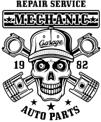 Wandaufkleber „Reparaturservice, Mechaniker, Autoteile“, Autoservice, Garage, Werkstatt, Aufkleber, Wandkunst, Dekoration, Tür-/Fensterdeko, klein – 28x34cm