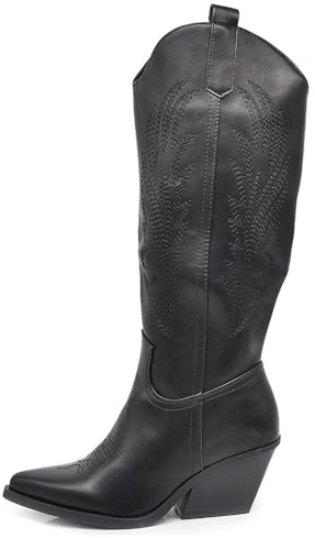 IF Fashion Stivali Cowboy Western Texani Scarpe da Donna A Punta Camperos LY80-12 Nero N.40