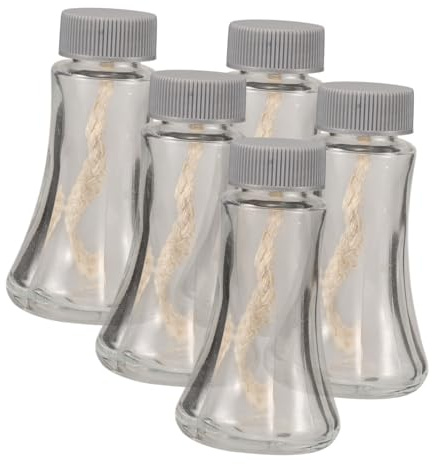 BIUDECO 5pcs Mini Glass Alcohol Lamp Alcohol Burner for Camping and Picnic Experiment for Desktop Use