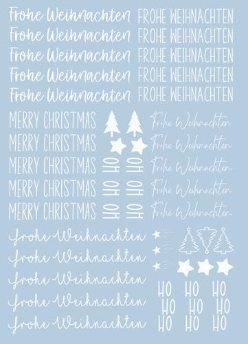 Fräulein Lotti | Kerzenfolie Kerzenaufkleber Kerzentattoo - Thema: Weihnachten 1 Weiß | Wasserschiebefolie Tattoofolie Aufkleber Folie für Kerzen |