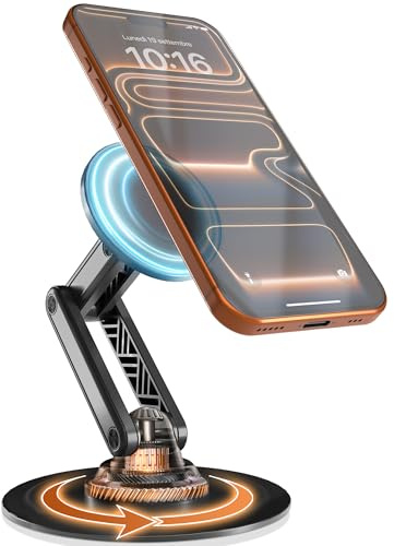 COOPER Mag360, Soporte magnético de Escritorio Compatible MagSafe, Giro 360°, para iPhone 17/16/15/14/13/12, con Anillo metálico Incluido para Otros teléfonos (Negro Stealth)