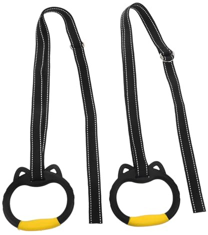 BESPORTBLE Gymnastic Rings with Straps for Pull up Bar, Plastic Fitness Rings Set with Buckles, Adjustable Suspension Trainer for Home Gym Strength Training and Bodyweight Exercise