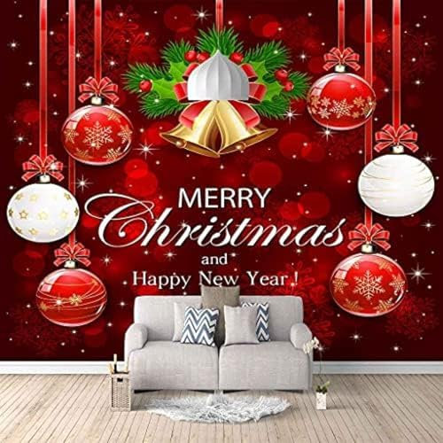 XLMING Kunst Wand Weihnachten Hängen Kugeln Glocken 3D Tapeten Home Esszimmer Sofa Schlafzimmer Wohnzimmer TV Hintergrund-300cm×210cm