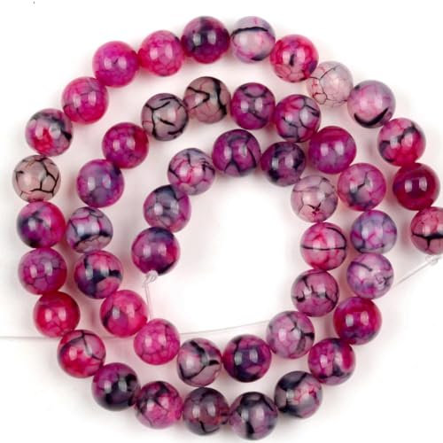 45 Stile Natursteinperlen, rosarot, Tigerauge, Fuchsia, Jade, Achat, Quarzperlen, Schmuckherstellung, Zubehör zum Selbermachen von Armbändern, Fuchsia, Drachenachat, 4,0 mm, 88–91 Stück