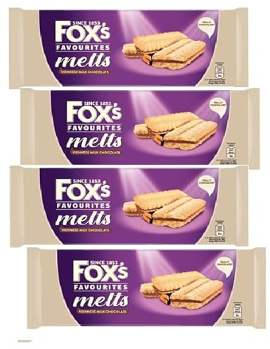 Fox Favourites Melts Viennese Milk Chocolate 120g | Viennese Biscuits Sandwiched with Milk Chocolate | Ideal for afternoon treats | Available for Hampers Gifts for all Occasions. (Pack of 4)