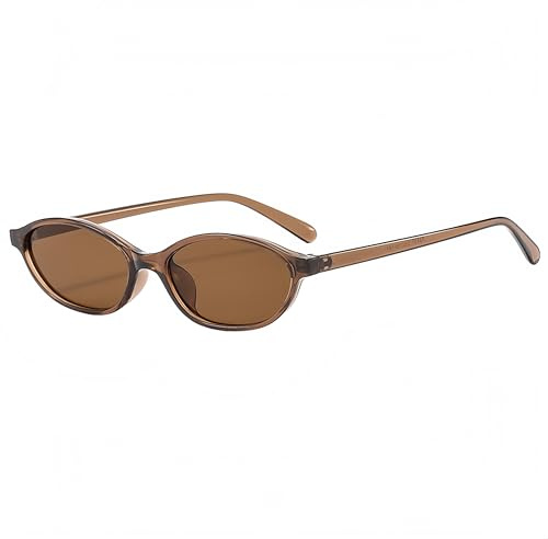QVKUUT Ovale Retro Sonnenbrille Damen Herren UV400, Braun