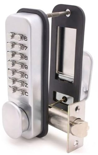 EAI Digital Code Door Lock | Satin Chrome Push Button Mechanical Digital Codelock with Hold Back Function | for Internal & External Use