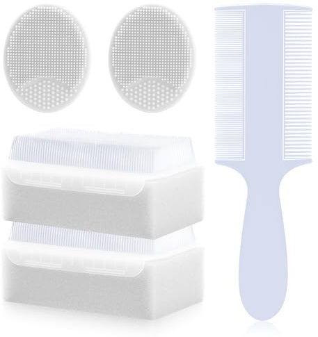 Cradle Cap Brush for Babies, 5Pcs Cradle Cap Treatment Set with Soft Bristle Brushes Silicone Scrubber Long Comb for Newborn Bathing Essentials Baby Brush and Comb Set (White)