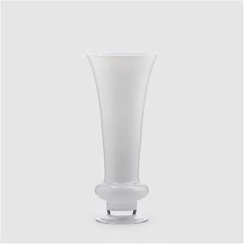 EDG Enzo de Gasperi Vaso anfora con Piede da Interno in Vetro Bianco, Porta Fiori o Piante D21xH50 cm