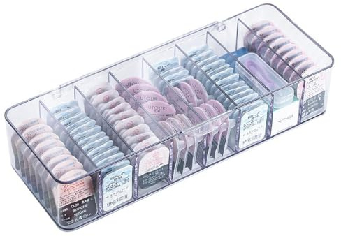 8 Grid Custodia organizer per lenti a contatto, custodia portatile per lenti a contatto usa e getta quotidiane, stoccaggio per tutte le lenti a contatto cosmetiche di marca