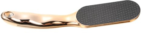 Lima de Pedicura para Pies de Acero Inoxidable Abs Dorado | Grano Fino para Exfoliación Delicada, Mango Ergonómico, Uso en Salón Casa, Apta para Mujeres y Mayores