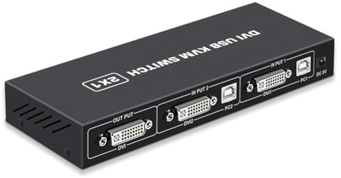 Gokelomg DVI Commutateur KVM 2 en 1 4K Partage d'ordinateur Clavier USB Souris Moniteur d'impression Écran de commutation multifonction