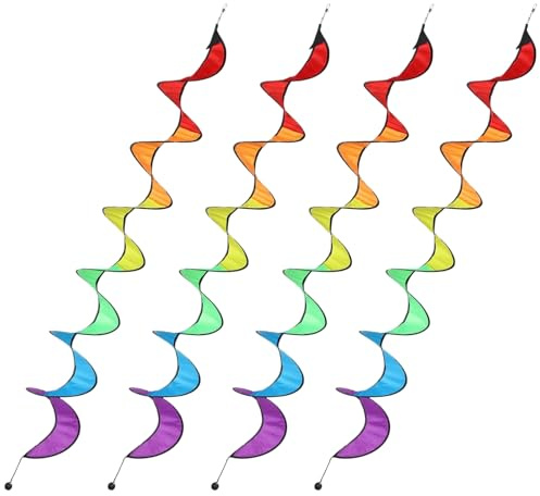 Rainbow Wind Spinner, 4x Garden Spinners, Colorful Outdoor Windmills, Weather-Resistant Metal for Front Yard Landscaping Backyard Patio Balcony Bird Scarer Children’s Playgrounds