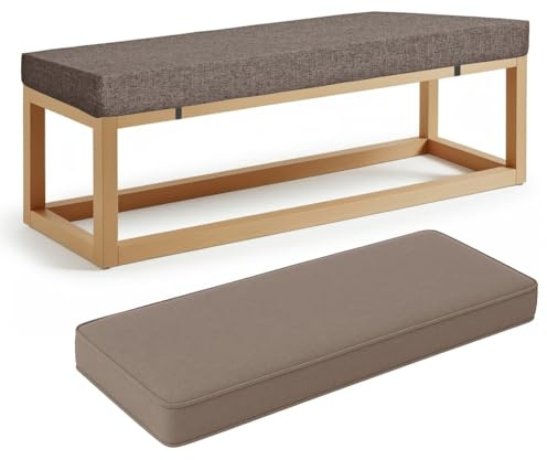 ZSWXF 5cm Dicke Sitzkissen Outdoor Leinenstoff Bankauflage Bankkissen Sitzauflage Stuhlkissen Bank Sitzbank Auflage Polster fur Banke Kissen Kissenauflage for Gardenbank,Braun,60 x 30 x 5 cm