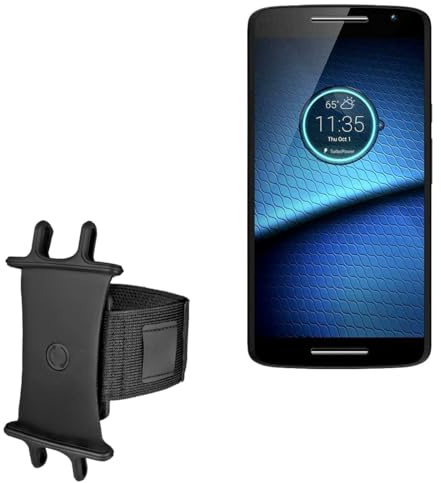BoxWave Holster Compatible with Motorola Droid Maxx 2 - ActiveStretch Sport Armband, Adjustable Armband for Workout and Running - Jet Black