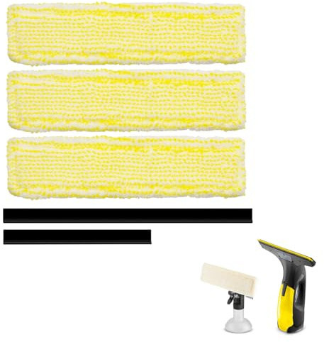 Ersatzteile für Kärcher Fenstersauger Wischbezug,Ersatzteile für Kärcher Fenstersauger Gummilippe,Wischbezug Set für Kärcher WV Fensterreiniger,3 Pcs Wischbezüge und 2 Pcs Gummilippe für WV2 WV5 WV6