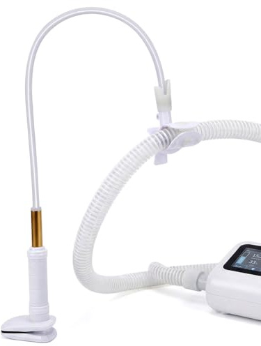 QWORK® Höhenverstellbarer CPAP Schlauchhalter mit 360° Drehbare Klemmen, 95CM, Verhedderungsfrei Kompatibel mit Slimline- und Standard- Schläuche