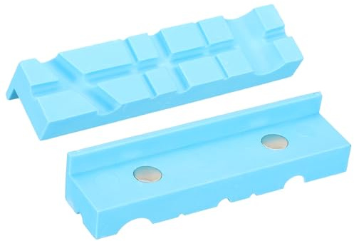 sourcing map 1 Set Vise Jaw Pads 5 Rubber Magnetic Vise Soft Jaws Standard Anti-Scratches Vice Covers Tools for DIY Making Woodworking Clamping Plumbing, Blue