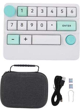Hominas Tastierino numerico Meccanico Wireless Controllo RGB programmabile Macro sostituibile a Caldo 15 Tasti per PC Portatile (Bianco Verde)