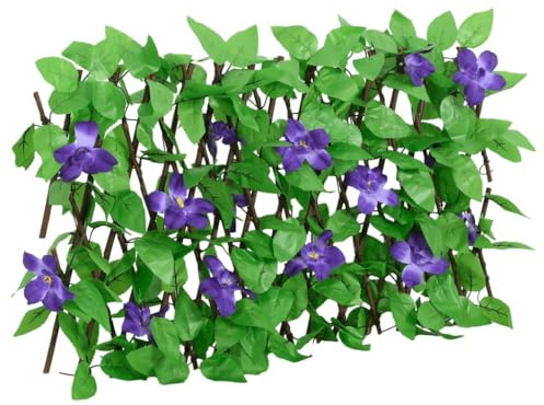 Mhdvray Griglia per tralicci con edera artificiale espandibile, in legno, per giardino, balcone, terrazza, decorazione da parete, verde, 180 x 20 cm