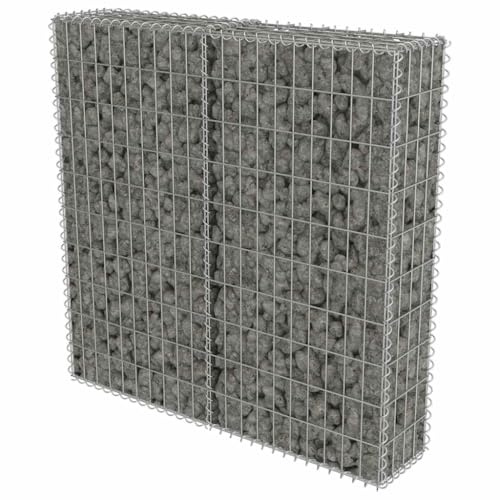Mur à gabion en acier galvanisé avec couvercles 100x20x100 cm, panneau grillage rigide pour jardin, terrasse, piscine, clôture brise vue occultant et palissade de séparation