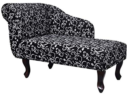 UYTENBMF Stoffbezug-Chaiselongue mit Dicker Polsterung, schwarz-weißes Design, Elegante Chaiselongue für Wohn- und Schlafzimmer, robuste Holzfüße, belastbar bis 110 kg