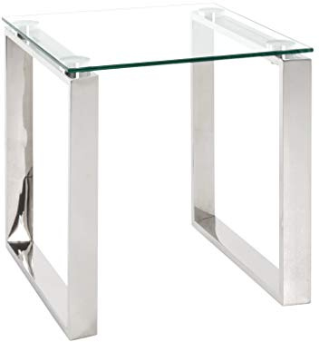 HAKU Beistelltisch Edelstahl Klarglas Platte Sofatisch mit Sicherheitsglas 8 mm Couchtisch - Maße: B 42 x H 45 x T 42 cm; Style: Modern