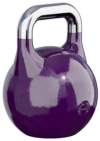 GORILLA SPORTS® Competition Kettlebell 8–40 kg, Massivstahlguss, 9 Farben | Bodenschonende Wettkampf-Kugelhantel mit rutschfestem Griff und flachem Boden; Schwunghantel für Fitness und Krafttraining