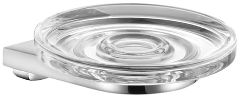 KEUCO Seifenablage aus Metall, Chrom glänzend mit Echtkristall-Schale, Kristall-Glas klar, für Badezimmer Dusche Küche, Wandmontage, Seifenablage, Seifenhalter, Moll