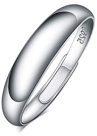 Infinite U Anillo para pareja de plata 925 con Platino, Anillos Ajustables para Compromiso Anillo de Boda para Hombre, Talla de 9,5 (15,76 mm) a 25 (20,7 mm)