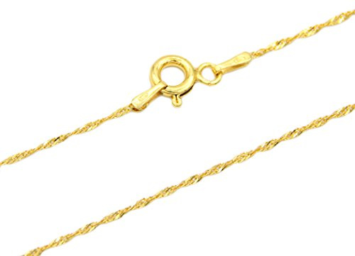 Singapurkette ECHT 925 Sterling Silber vergoldet 1,3mm breit 42cm lang Silberkette Halskette Kette Damen