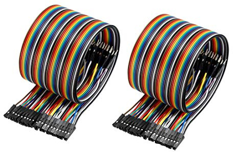 sourcing map Male to Female 40P Jumper Wire 2.54mm Pitch Ribbon Cable Breadboard DIY 50cm Long 2pcs