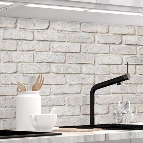 STICKERPROFIS Küchenrückwand GEKALKTE WAND (Premium) 60 x 220cm | Spritzschutz & Fliesenspiegel · alle Untergründe · hitzebeständig, abwaschbar · ohne Bohren · 1,8mm Verbundmaterial, Matt