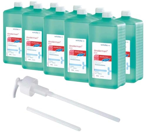 10x 1000 ml Eurofl. Schülke Desderman Händedesinfektionsmittel Desinfektionsmittel, 1x Dosierpumpe