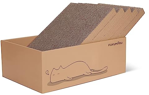 FUKUMARU Kratzbrett Katze, 5er-Set, Katzenkratzbox mit hochwertiger Karton, Doppelseitige Kratzpappe für Katzen, Widerstandsfähig Katzenmöbel, 43.5x29.5x14 cm Groß