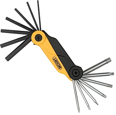 Mount Sie 15PCS-Klapp-Innensechskantschlüssel Set, professionelle Innensechskant-Torx-Sternschlüssel mit Flaschenöffner, CR-V-Stahl, tragbares Treiber-Toolkit, metrisch und Torx-Größe