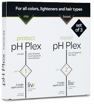 LIW pH Plex Steps 1&2 Protect & Repair Hair Care Treatment - Use with Home Hair Color & Bleach Products - Salon Quality Professional Results at Home - Friends Kit (3 Sachets of Steps 1 & 2)