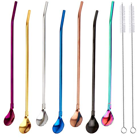 GHJK RT6N Colored spoon with straw, Acrylic