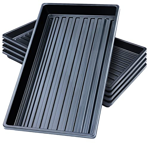 Mengxin Plastique Plateau de Culture Plateau Semises Réutilisable Bac pour Plantation Noir pour Hydroponique en Serre Germination des Plantes de Semises (5, 10 x 20 inches)