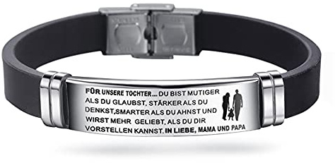 HAYOUWAY Einstellbar Armbänder Silikonarmband Silikon Edelstahl Armband Geburtstagsgeschenk Abschlussfeier Geschenk für Sohn Tochter Herren Damen