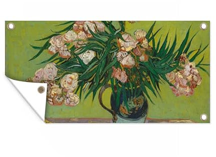 MuchoWow Poster exterieur Les lauriers-roses - Vincent van Gogh Decoration murale 160x80 cm Résistant aux intempéries/soleil