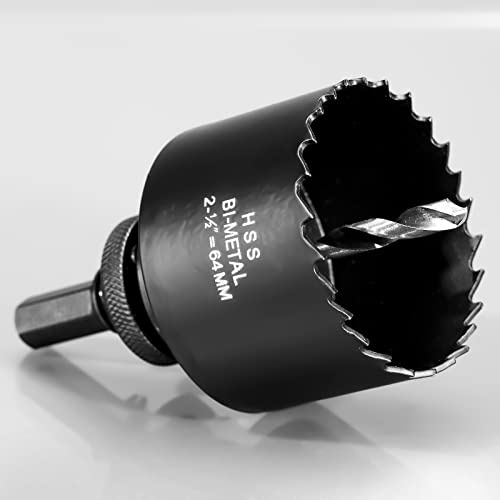 64mm HSS Hole Saw, M42 Bi-Metal Wood Hole Dill Bit, Round drill Cutter for Pipe Vent, Plasterboard, Plastic and Copper