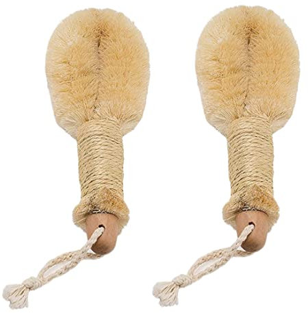 VONGLYHOO Body Brush, Sisal Fibers, Exfoliates, Stress Relief, Lymphatic Drainage, Blood Flow, Anti-Cellulite, Dry Skin, 25 x 9 x 5 cm, 2 Pcs