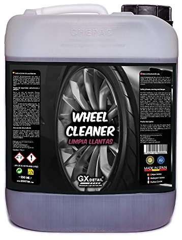 GxDetail Limpia Llantas para Coche 5 Litros – Eliminador de Suciedad, Grasa y Ferodo – Fórmula Potente y Segura para Todo Tipo de Llantas – Brillo Profesional y Fácil Aplicación.