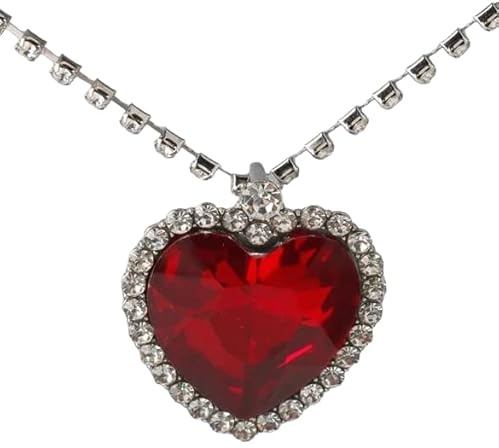 OUTLETISSIMO® Collana Donna Elegante Con Ciondolo Cuore Rosso Con Strass Brillantini ET167
