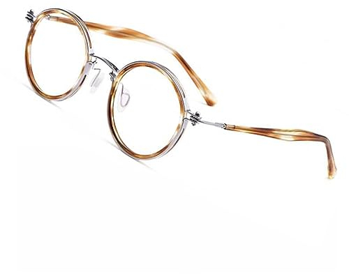 COKYIS Titan Lesebrille Retro Mode Computerbrille HD Presbyopie Brille Für Männer Frauen Blaulichtfilter Lesebrillen Runder Rahmen Lesehilfe Sehhilfe (Color : Tortoiseshell, Size : 2.5)