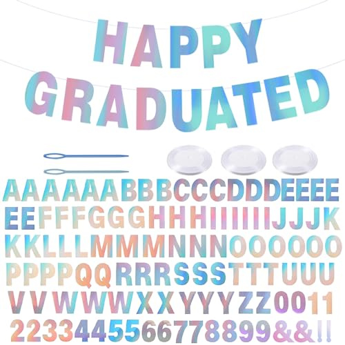 116 Pcs DIY Glitter Custom Banner Kit - Custom Banner Including 111 Letters and Numbers, 3 Rope and 2 Threading Device for Personalized Decor for Birthday