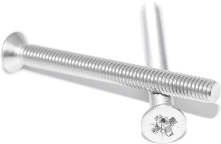 Tornillos avellanados M3 x 55, 6 unidades, acero inoxidable A2/V2A, con ranura Pozi en cruz DIN 965/ISO 7046, tornillo de máquina